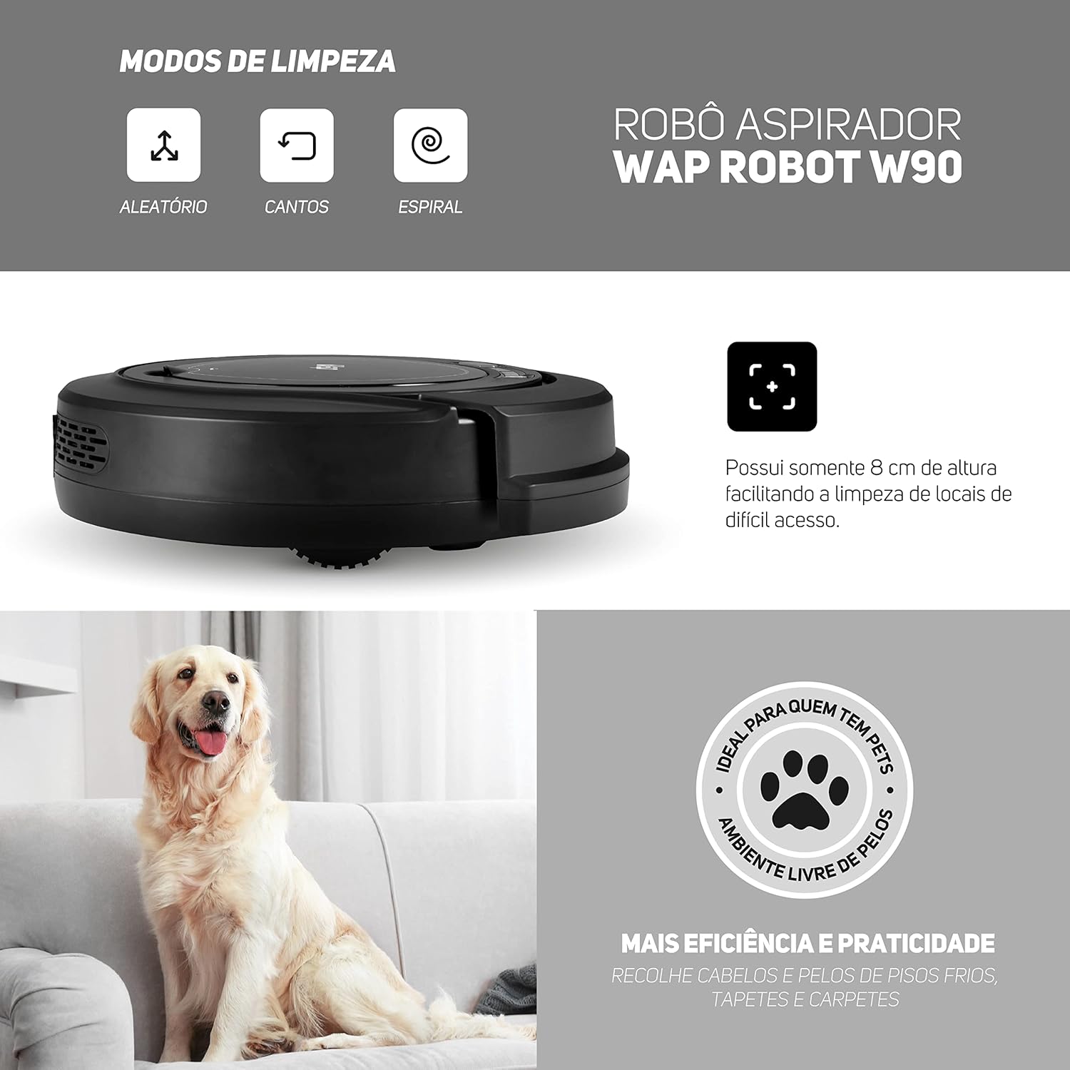 Análise Aspirador Robô Wap W90 3 Em 1 Automático 9 71Rbbtinbal. Ac Sl1500