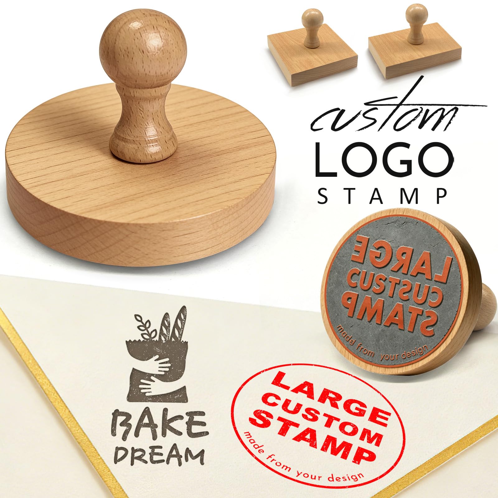 Bpwbcslxx33 Wood Custom En Rubber Stamp, Personalised Stamp With Logo Text Customized Address Stamps For Business Or Crafting