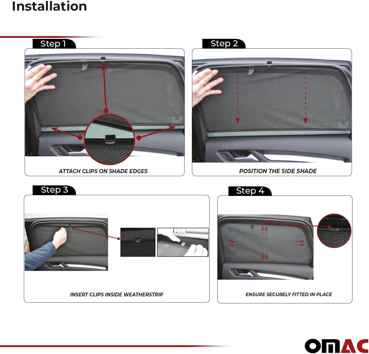 OMAC Side Rear Window Curtain Mesh for Honda Accord 2008-2012 Wagon Black 2 Pcs
