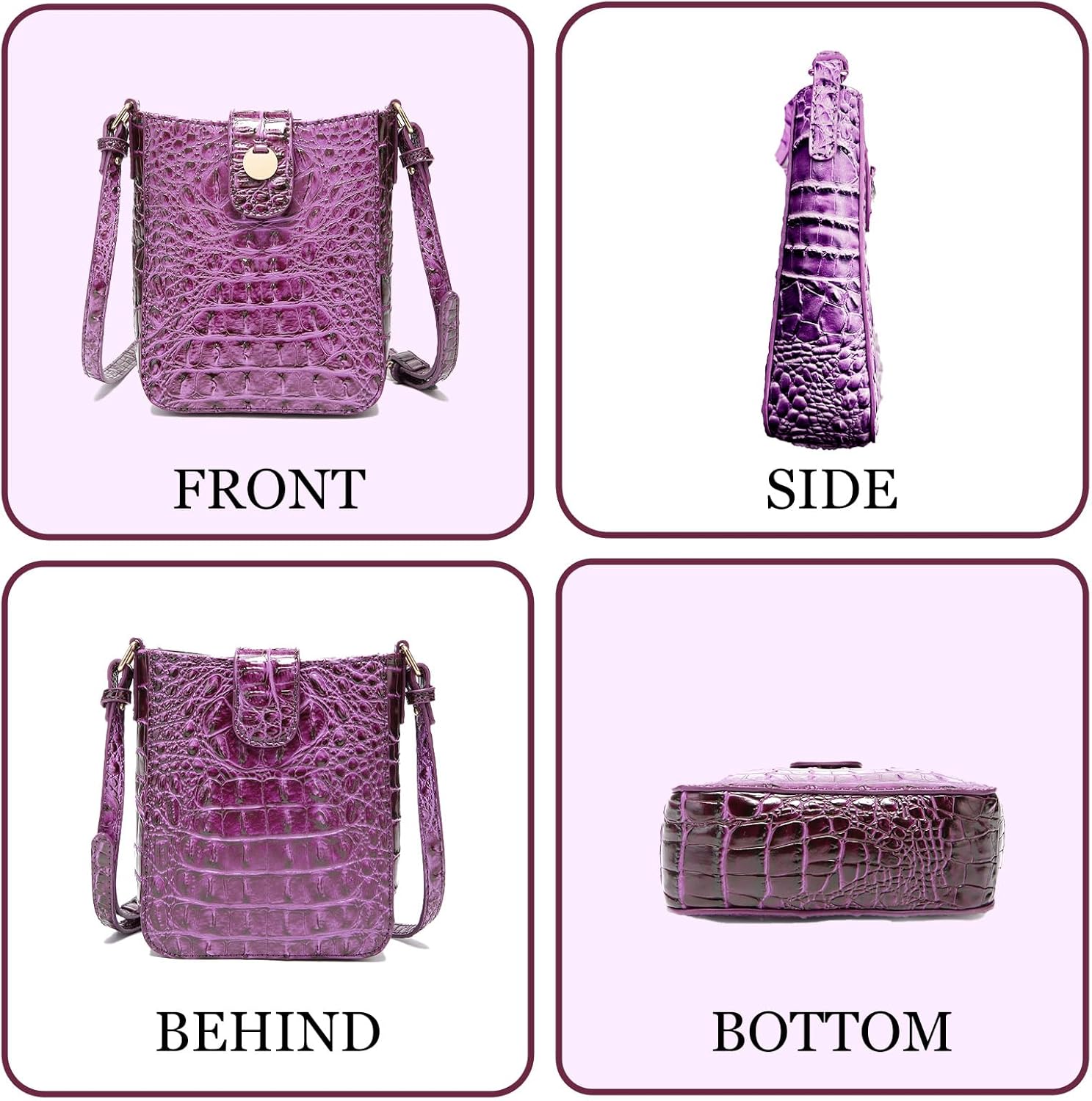 Makcr Joacbv Crocodile Embossed Small Crossbody Bag Fashionable Magnetic Buckle Decoration Shoulder Women's Luxury Wallet