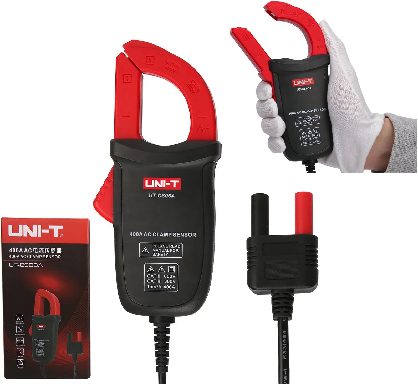 UT-CS06A 400A AC Current Clamp Sensor, UT196/UT139C/UT117C Multimeter Option Current Clamp