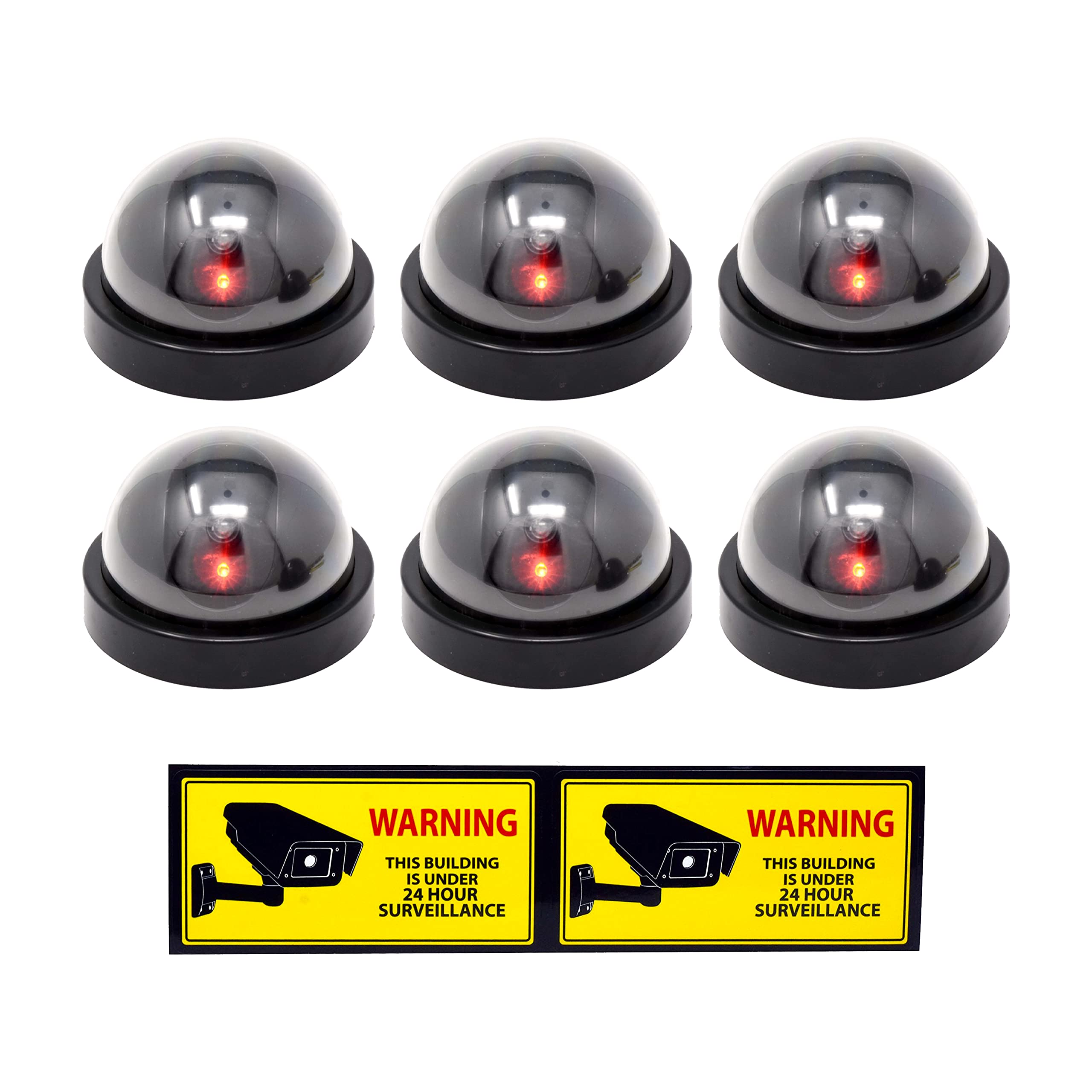 Mandala Crafts Fake Security Cameras with LED Light, 6 Pack Indoor Outdoor Simulated CCTV Video Surveillance, Dummy Security Cameras