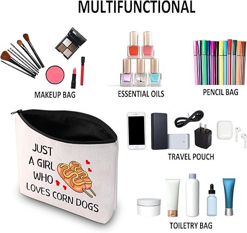 Miniatura 6 de G2TUP Bolsa de maquillaje para perros de maíz, regalo para amantes de los perros de maíz, bolsa de cosméticos Corndog, regalo para amantes de los
