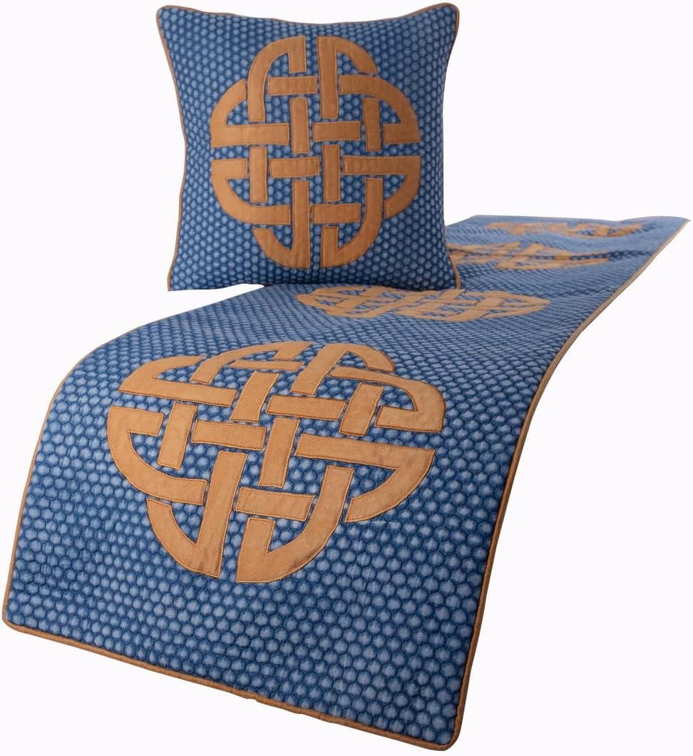 The HomeCentric Blue Bed Runner, King Size 90"x18" Decorative Bed Runner with