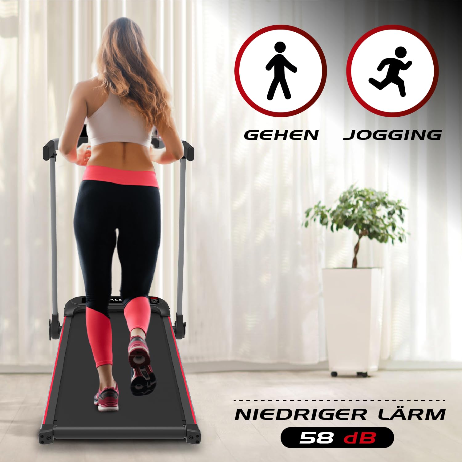 Walden F2800 Tapis de course électrique pliable, moteur 2,5 CV, vitesse 1-10 km/h, 12 programmes, écran LCD