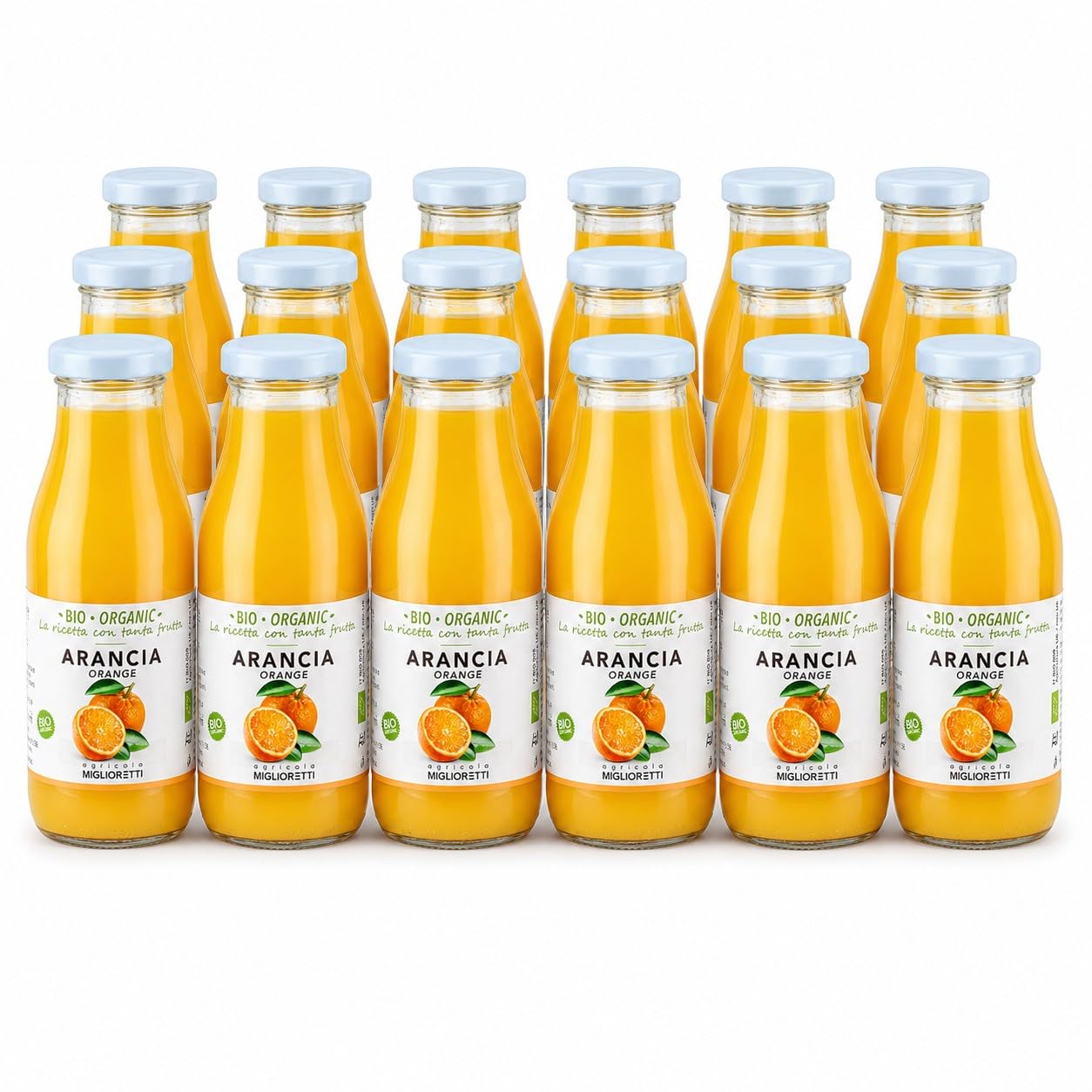Agricola Miglioretti - Succo di arancia bionda 24x200 ml -100% Biologico, Spremuta a Freddo senza Zuccheri Aggiunti - Prodotto Italiano Naturale e Dissetante