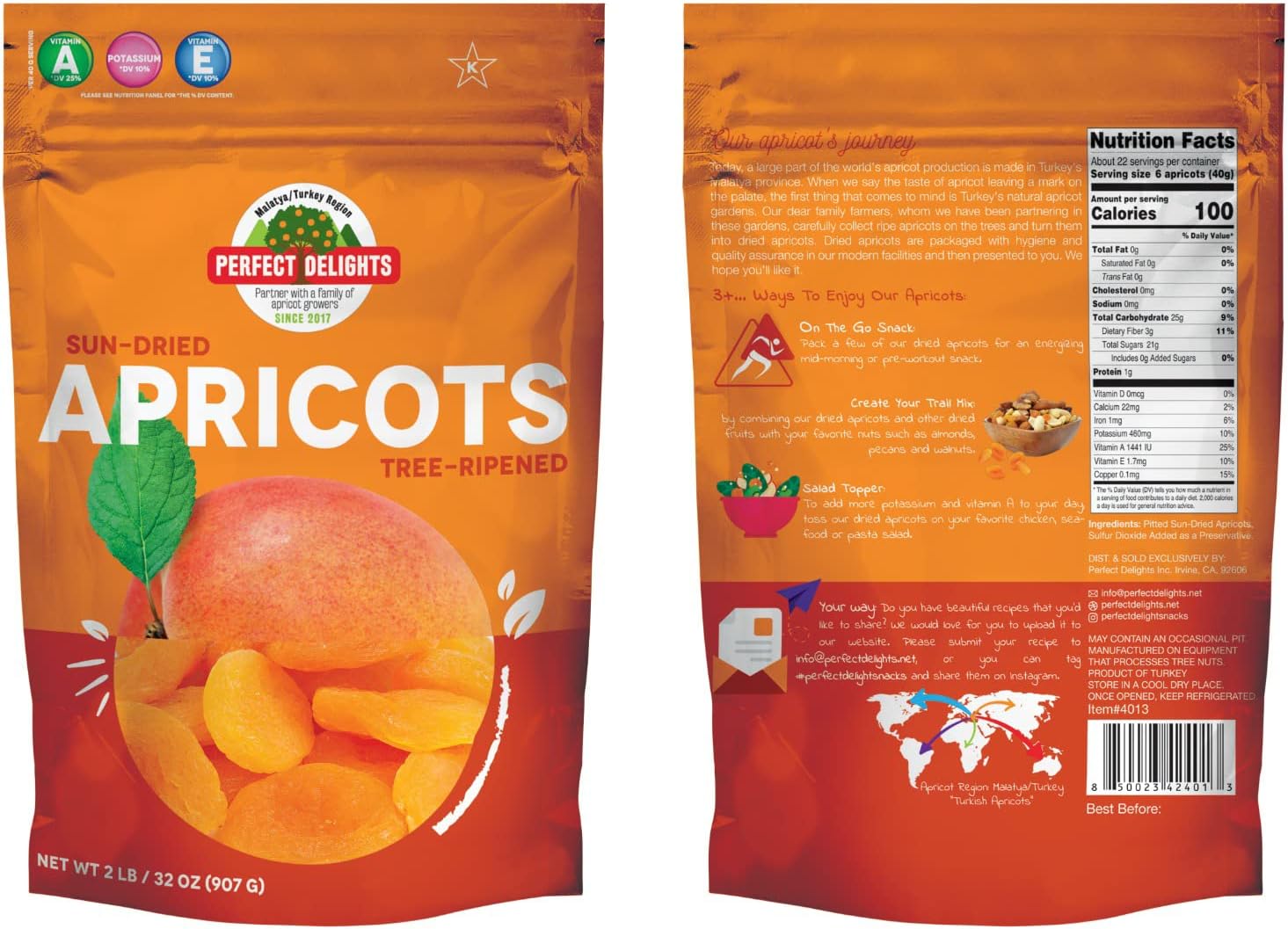 SunDried Apricots 32oz, NO Added Sugars, NonGMO, Gluten