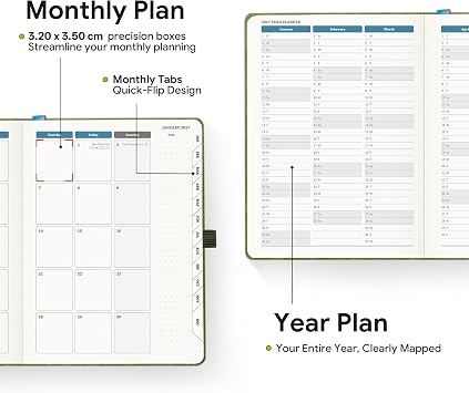 Academic Diary 2026-2027 Week to View A5 Medium (21.9x16.2 cm) 18 Months (Jul'26 - Dec'27) Mid Year Diary 26/27 Vertical Weekly Planner with Timeslots& Month Tabs, PU Leather Beige