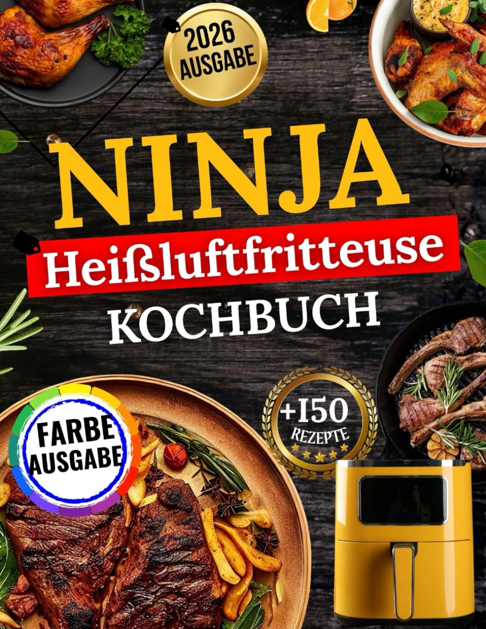 Ninja Heißluftfritteuse Kochbuch: 1200 Tage schnelle, leckere, einfache, knusprige und gesunde Rezepte für jedes Modell mit Nährwertangaben und Bonusmaterial