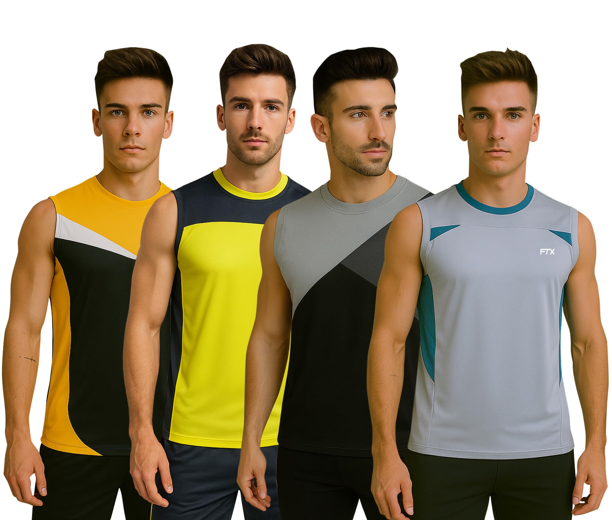 ftx Drifit Colorblock Sleeveless Activewear Round Neck Sports Casual Tshirt for Men (Set of 4)-picture-17