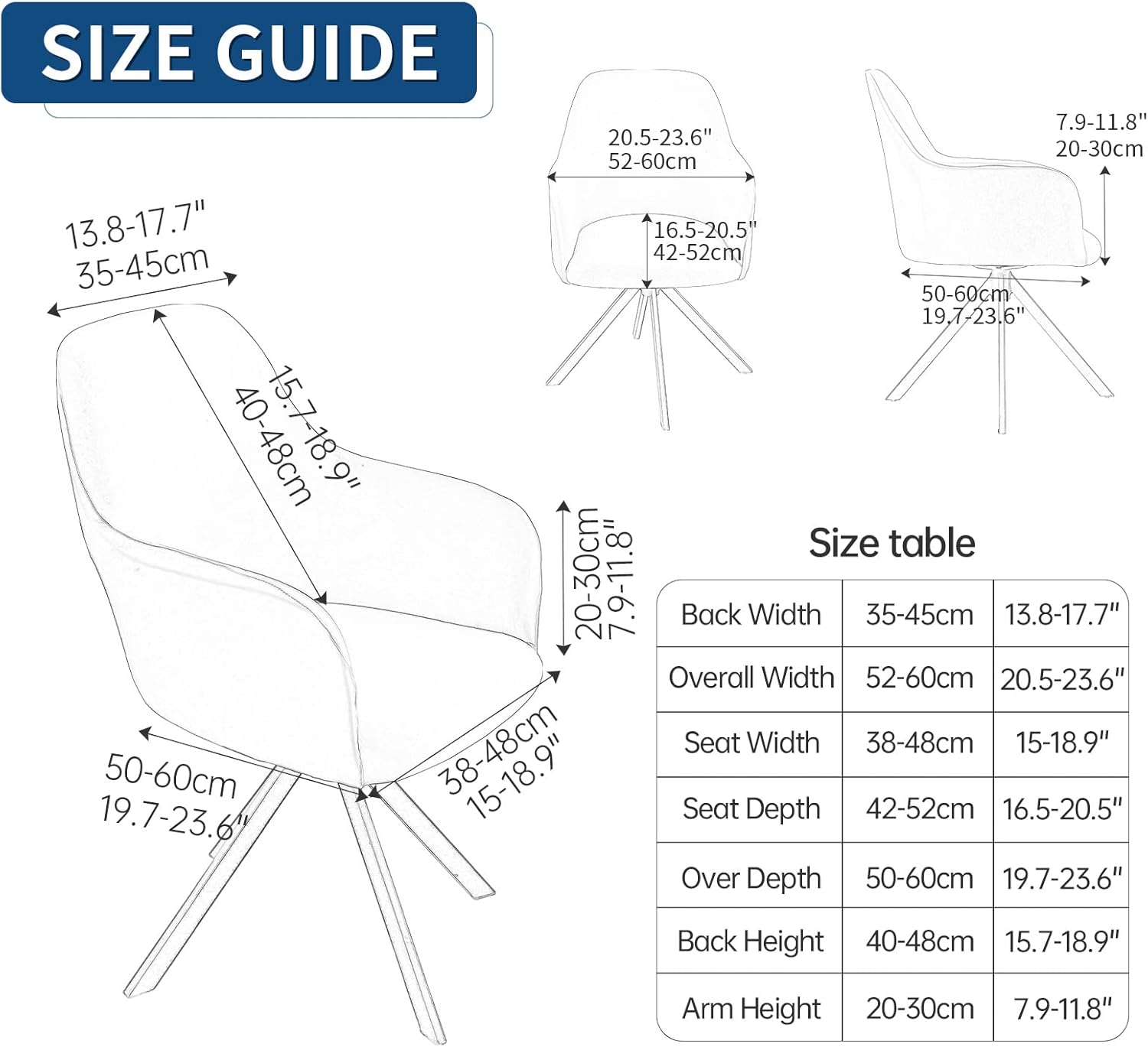 Iauddy Swivel Armchair Accent Dining Chair Cover for Office, Stretch Mid-Back Office Desk Chair Sliopcover Leisure Arm Chair Protector with arms for Living Room(2,Black)