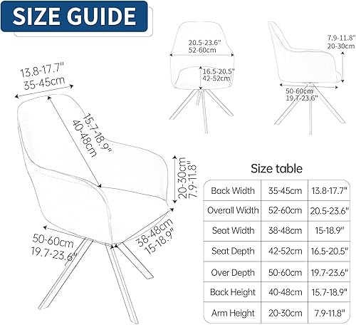 Miniatura 3 de Funda giratoria para silla de comedor para oficina, silla de escritorio de oficina elástica con respaldo medio, protector de silla de descanso con