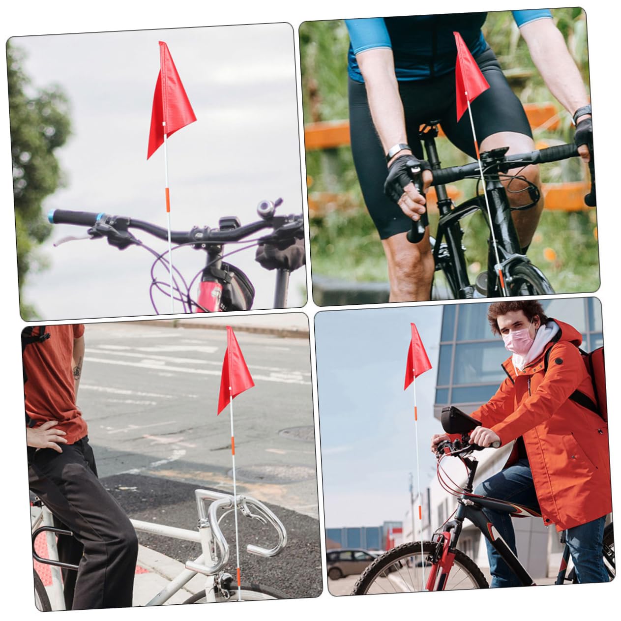 Kisangel 6stücke Fahrradsicherheitsflaggen Mit Fiberglasmast Dreieckige Werbeflagge Leicht Installierbar Für Kinderfahrräder Langlebig