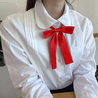 Mantieqingway Bow Ties for Women/Girls, Pre-tied Adjustable Bowties Solid Color Polyester Bow Tie for School Uniform Shirt