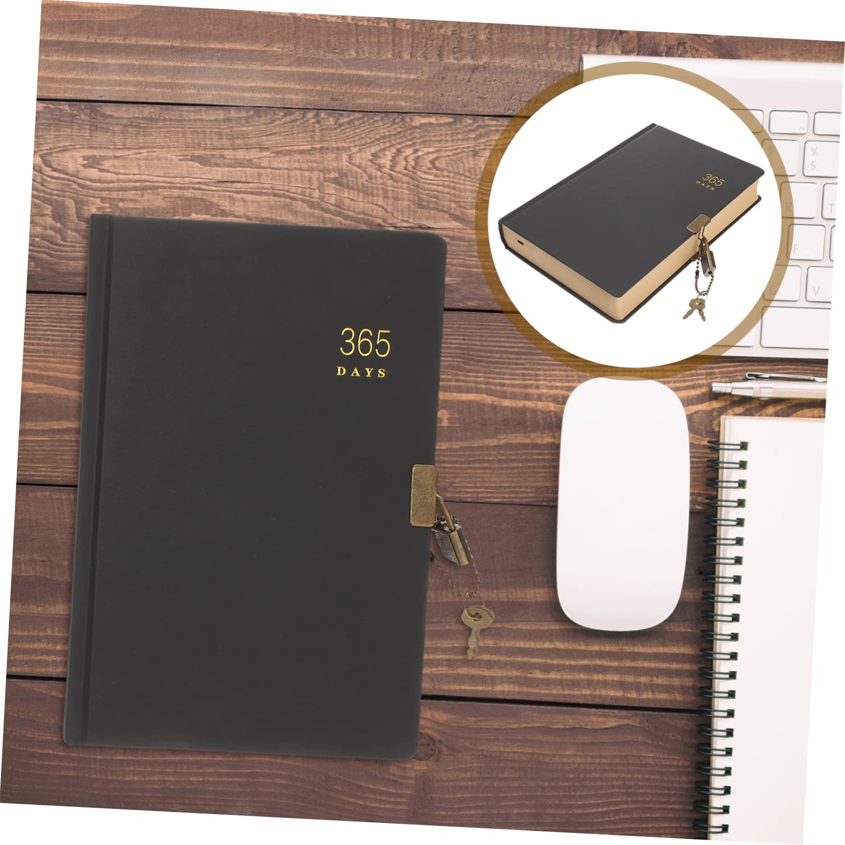 NUOBESTY Diario Personale con Lucchetto, 365 Giorni, Portatile, in Carta, per Studenti e Casa, per Scrivere Pensieri e Organizzare le Giornate Stile Casuale