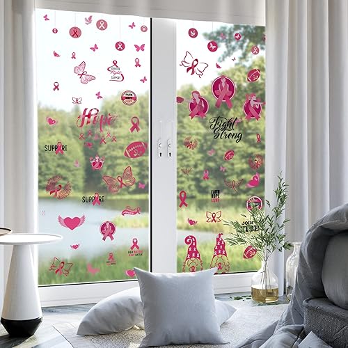 Miniatura 4 de 75 calcomanías para ventana de concientización sobre el cáncer de mama para ventanas de vidrio, calcomanías de ventana de cáncer de mama, cinta