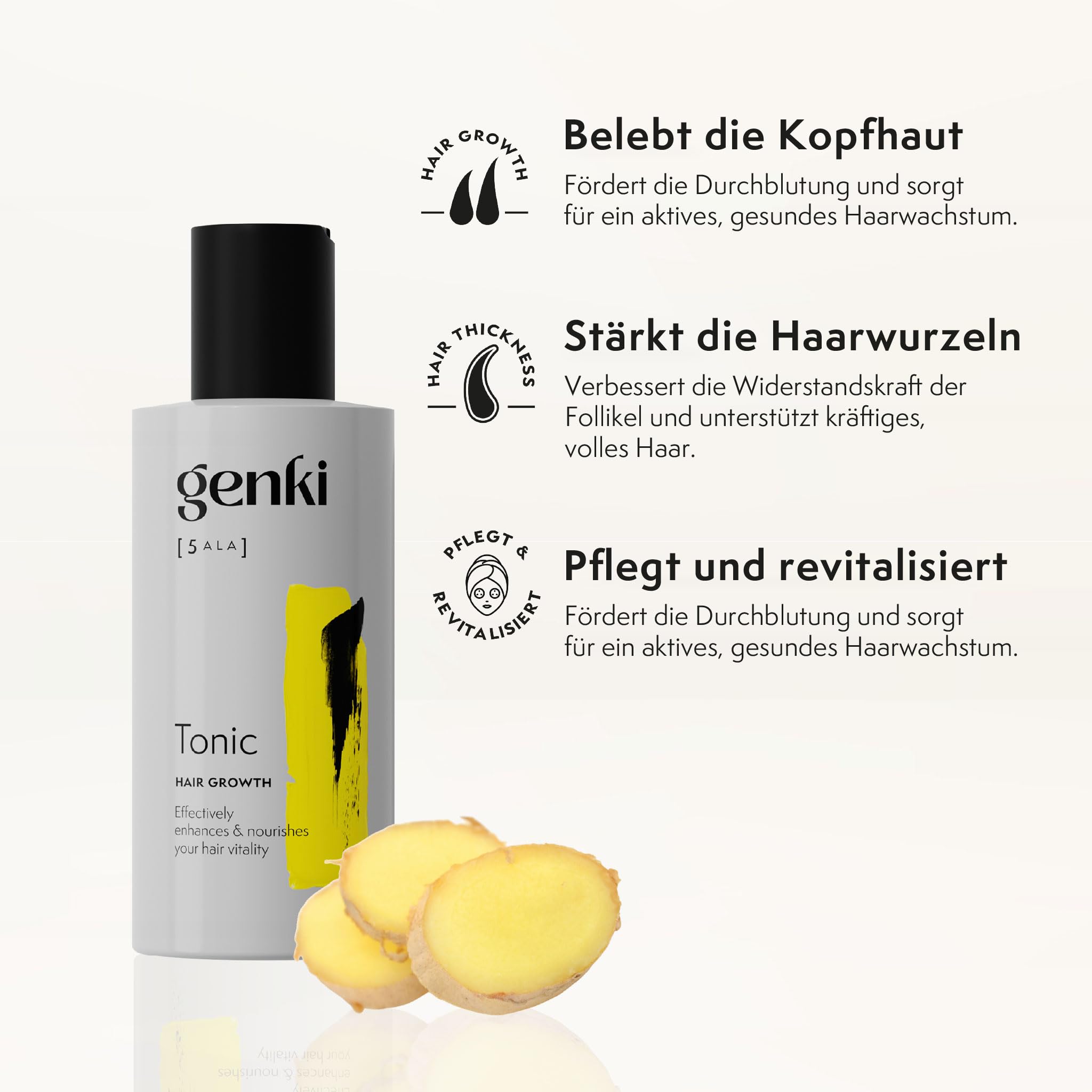 Growth Tonic 150 ml mit 5-ALA, Koffein und Hyaluronsäure Stimuliert das Haarwachstum Revitalisiert die Kopfhaut Stärkt die Haarwurzeln Haartonikum Wachstumstonikum