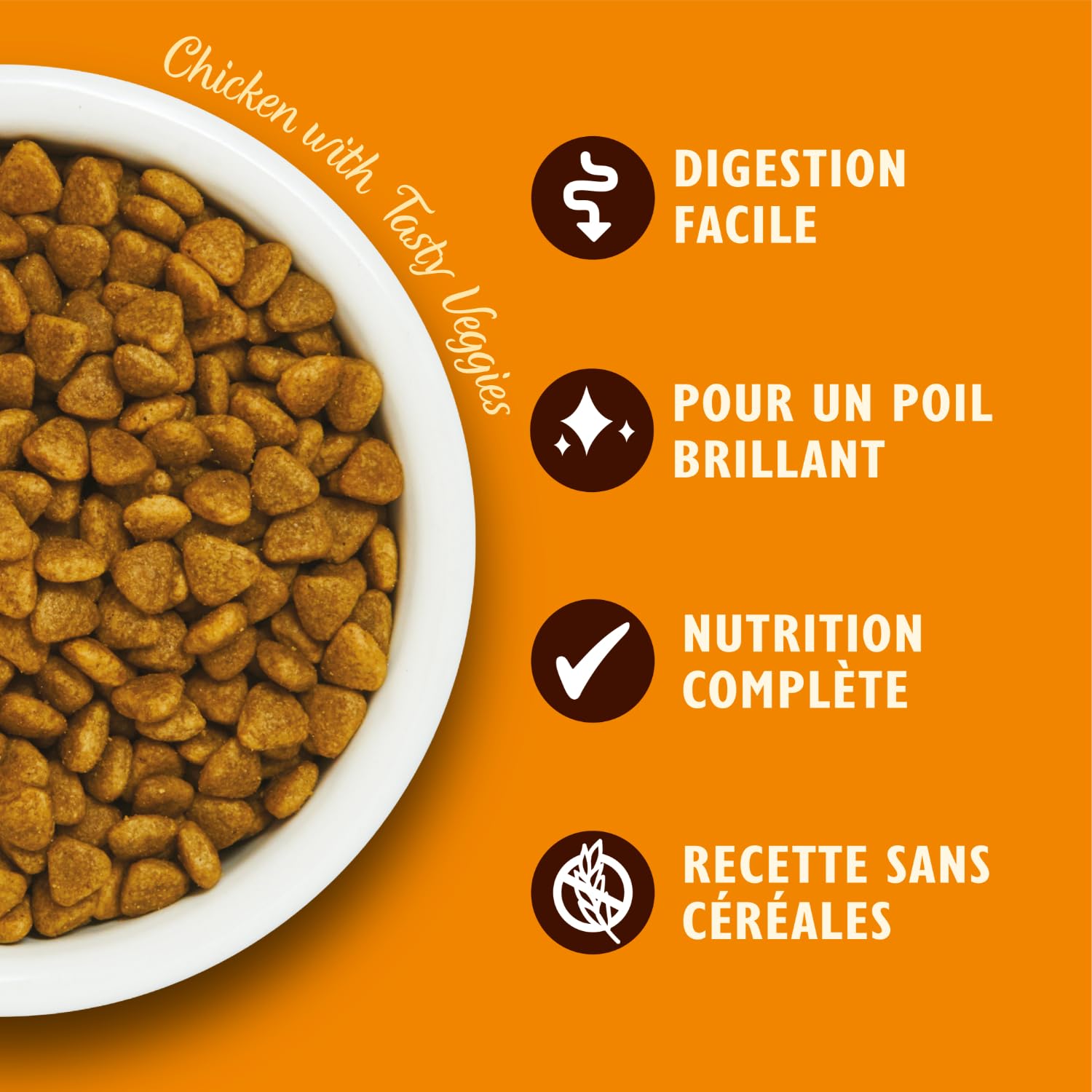 Lily’s Kitchen Fabriqué à partir d’ingrédients naturels Sac d’aliments secs pour chats adultes Sac Poulet aux légumes Recette sans céréales 2 kg