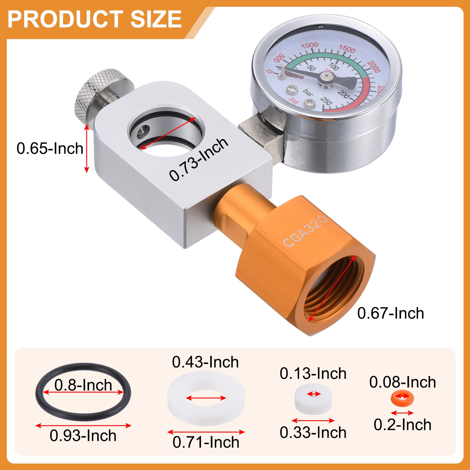 PATIKIL Soda Co2 Refill Adapter With 3500 psi Pressure Gauge for Filling Soda Maker Carbonator Refilling Quick Adapter for Soda Streaming Art Pink Soda Maker Co2 Cylinder (CGA320)