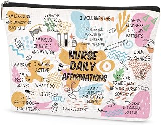 Nurse Makeup Bag Gifts for Women Nurse Daily Affirmations LPN RN Gifts for Nurses Practitioner, Nurses Week/Day Gifts, Nursing School Graduate Birthday Appreciation Gifts