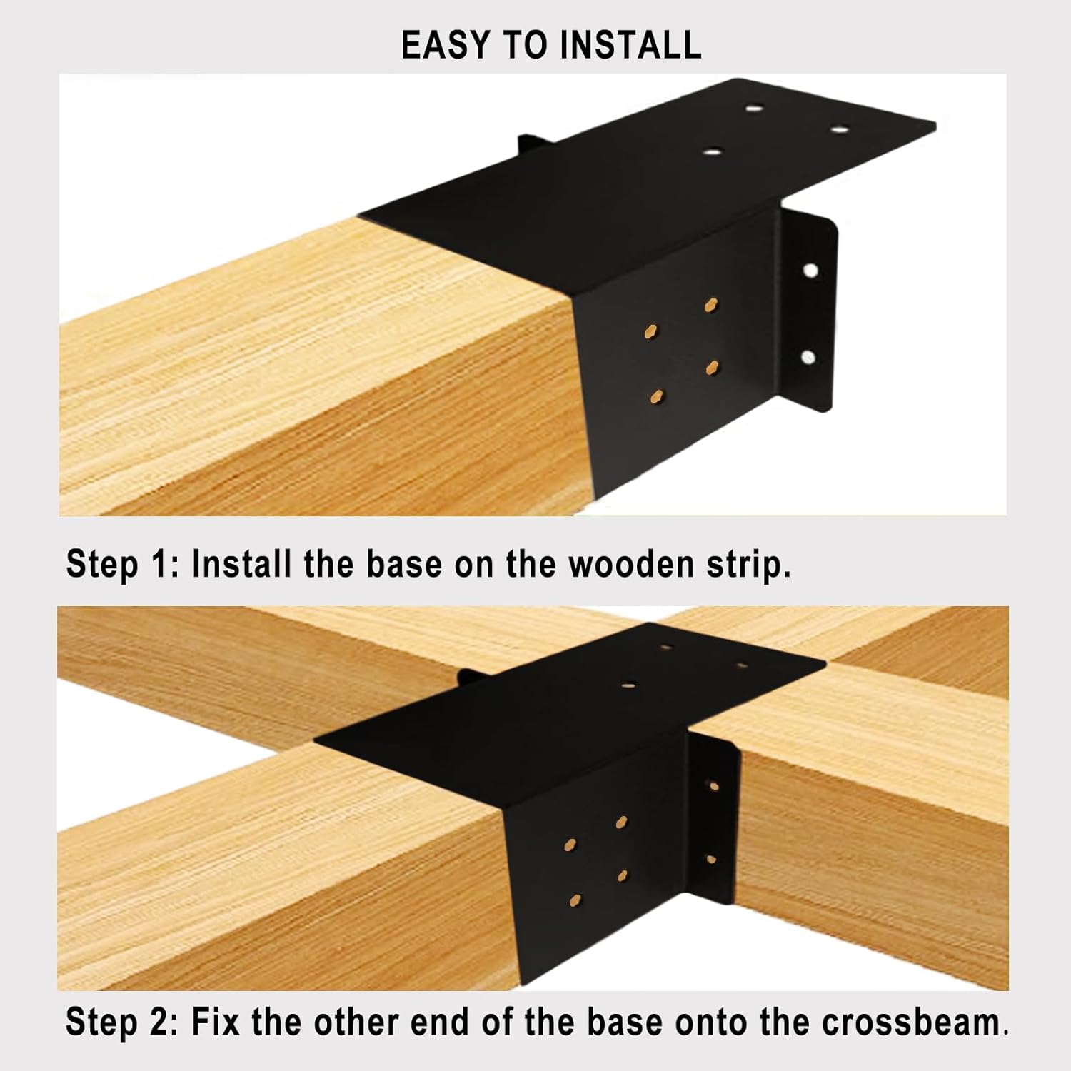 2 PCS 6x6 Post Cap Tie Brackets with Reinforced Wings, Inner Size 5.5"x5.5" Heavy-Duty Solid Steel Beam-to-Post Anchor Connector for Wood Posts, Pergola, Railing & Gazebo Beams