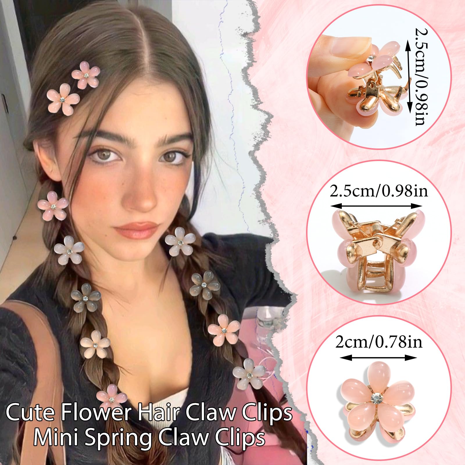 Piccolo fiore di cristallo clip per capelli mini molla artiglio clip