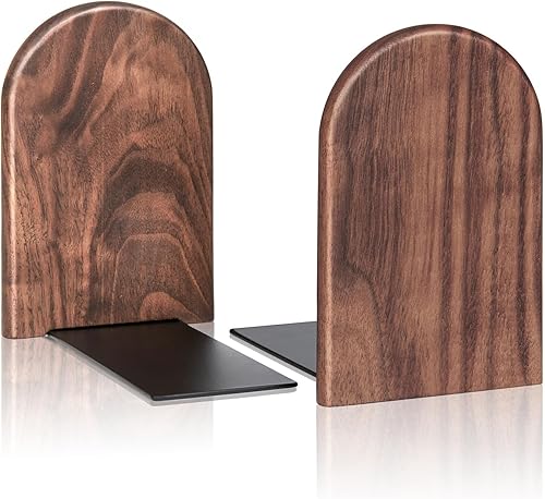 Miniatura 12 de Extremos para libros pesados, 2 pares de sujetalibros de madera resistente, sostiene libros pesados, antideslizante, perfecto para escritorio de
