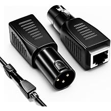 DMX to RJ45 Adapter Kit, 3-Pin & 5-Pin XLR to Ethernet Converter, 2-Pack Male & Female, Use CAT-5/CAT-6 Cable for DMX512 Lighting Control 3-Pin Female-Male