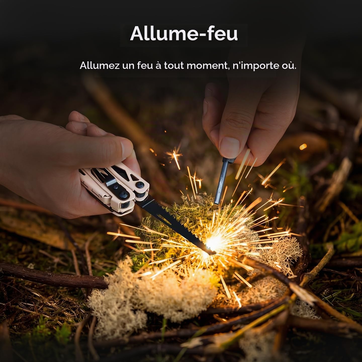 NexTool Camper CP10 Outil Multifonctions 12 en 1 avec Ciseaux, Allume-Feu, Extracteur de Piquets de Tente, Couteau à Cran d'Arrêt, Scie, EDC Équipement pour Activités en Plein Air, Cadeau pour Homme