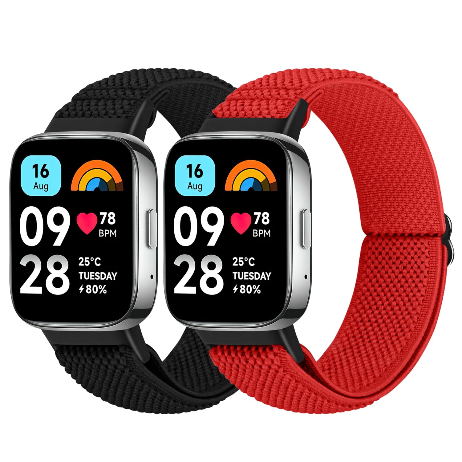 SHIJZWD 2PCS Cinturino Elastico per Xiaomi Redmi Watch 3 Active, Solo Loop Cinturino di ricambio in Nylon Sportivo Cinturini compatibile con Xiaomi Redmi Watch 3 Active