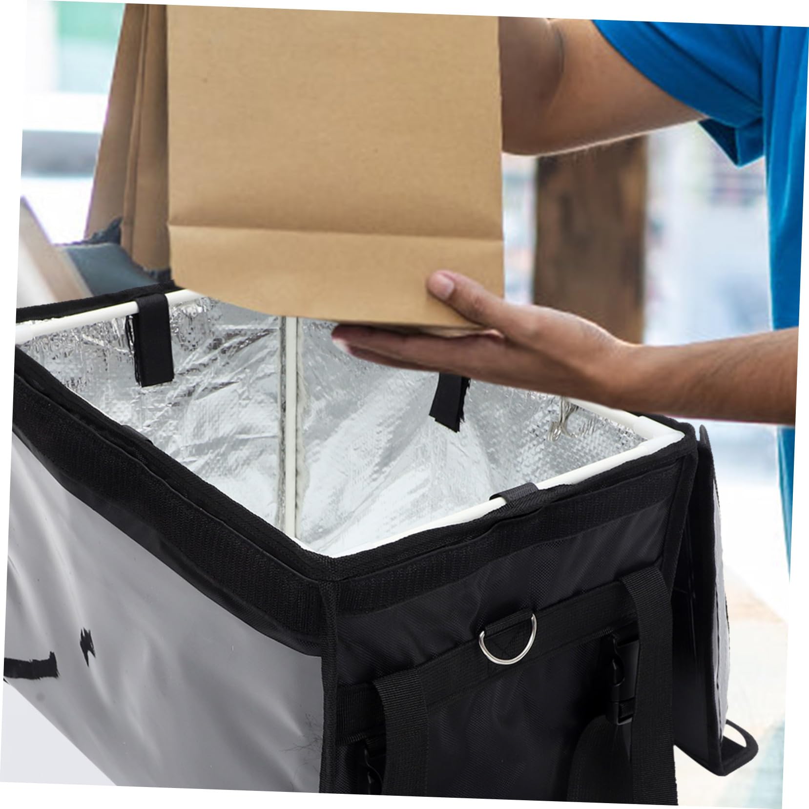 Ciieeo Caja de Aislamiento Térmico de 32 L en Nylon Negro para Reparto | Conservación del Calor, Diseño Ligero, Uso Exterior y Compras, Formato para Llevar