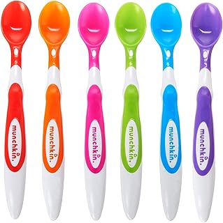 ملاعق تغذية الأطفال، إكسسوارات تغذية المواد الصلبة، لوازم تغذية الأطفال، ملعقة رضع ناعمة، ملاعق تغذية الرضع بألوان زاهية، من مونشكين، متعدد الألوان