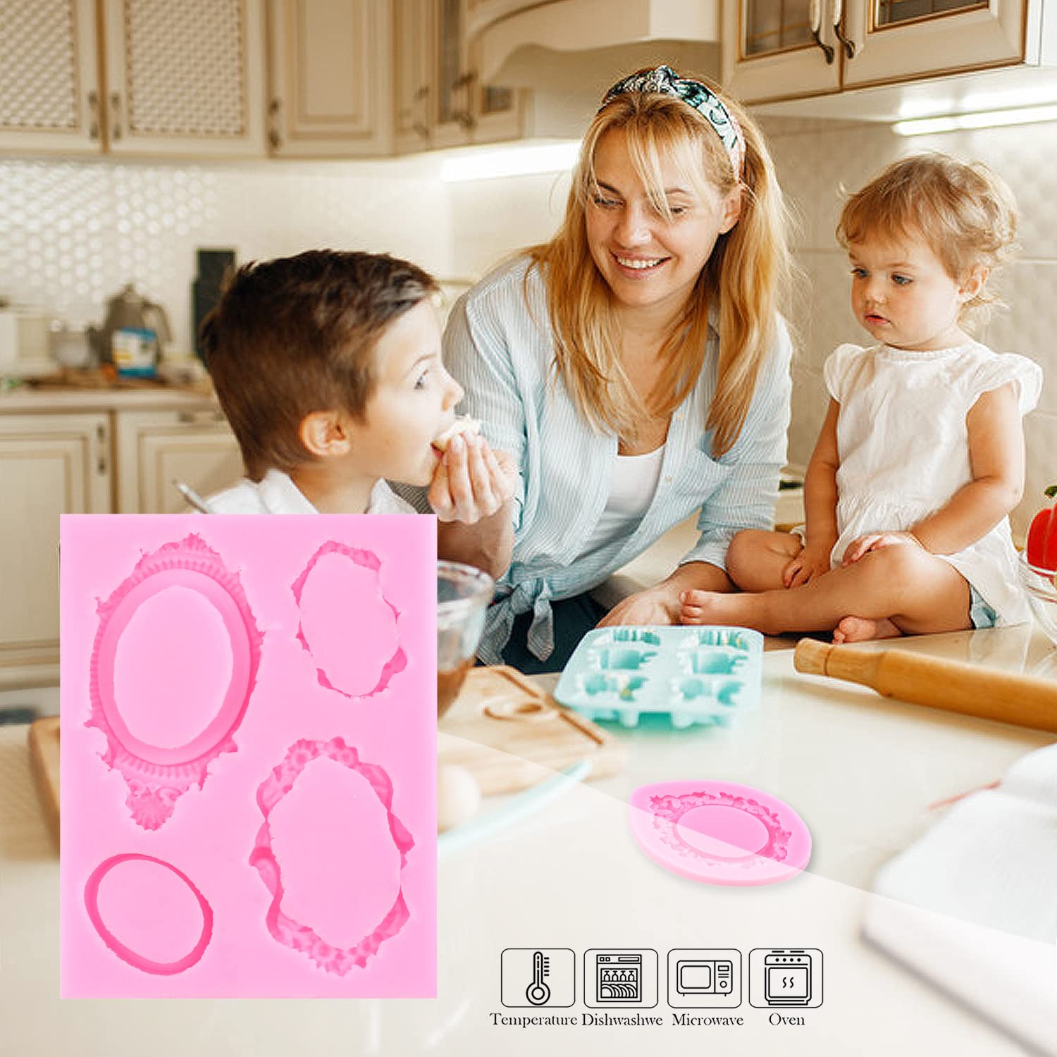 Sijiangmold Photo Frame Fondant Mold Picture Frames Silicone Mold Baroque Style Frame Molds For Cupcake Topper Cake Decoration Chocolate Candy Polymer...