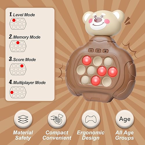 Miniatura 3 de VENSEEN Juego de burbujas de empuje rápido para niños y adultos, consola de juegos antiestrés con luz emergente, juguetes sensoriales inclinados