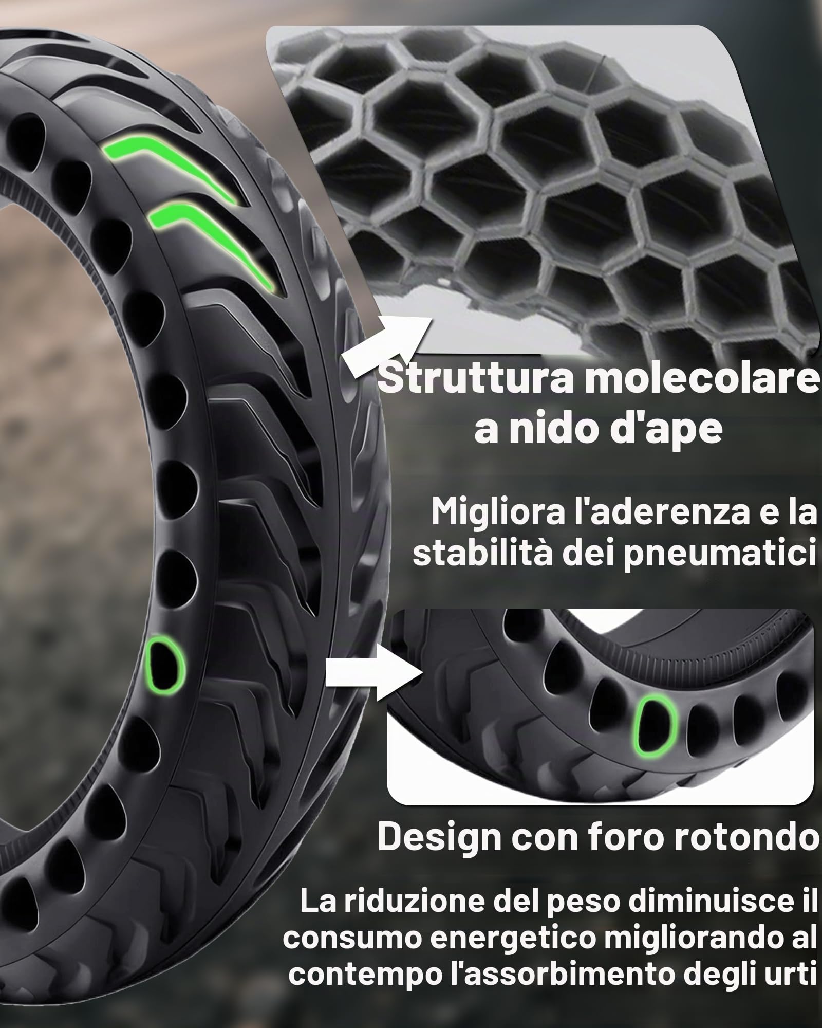 2 Pezzi Ruota 50/75-6.1 Monopattino Elettrico, Copertone Monopattino 8 1/2 x2, Gomma Piena Pneumatici 8.5x2 Compatibile con Xiaomi M365/Pro 2/3/3 Lite, Gotrax GXL V2/XR/APEX