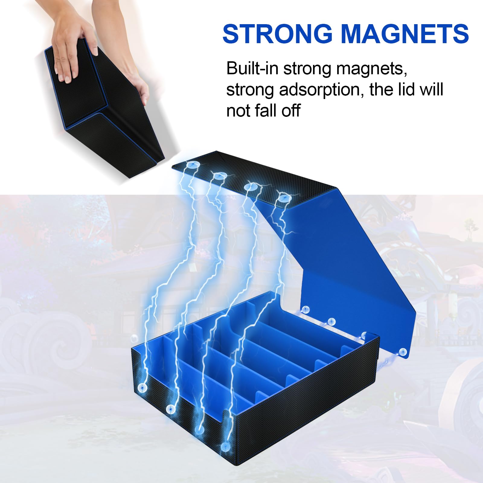 5 Row Trading Card Storage Box, Large Deck Box Holds 3800+ Card for Yugioh/MTG(Magic the Gathering)/TCG Commander Cards - Image 5