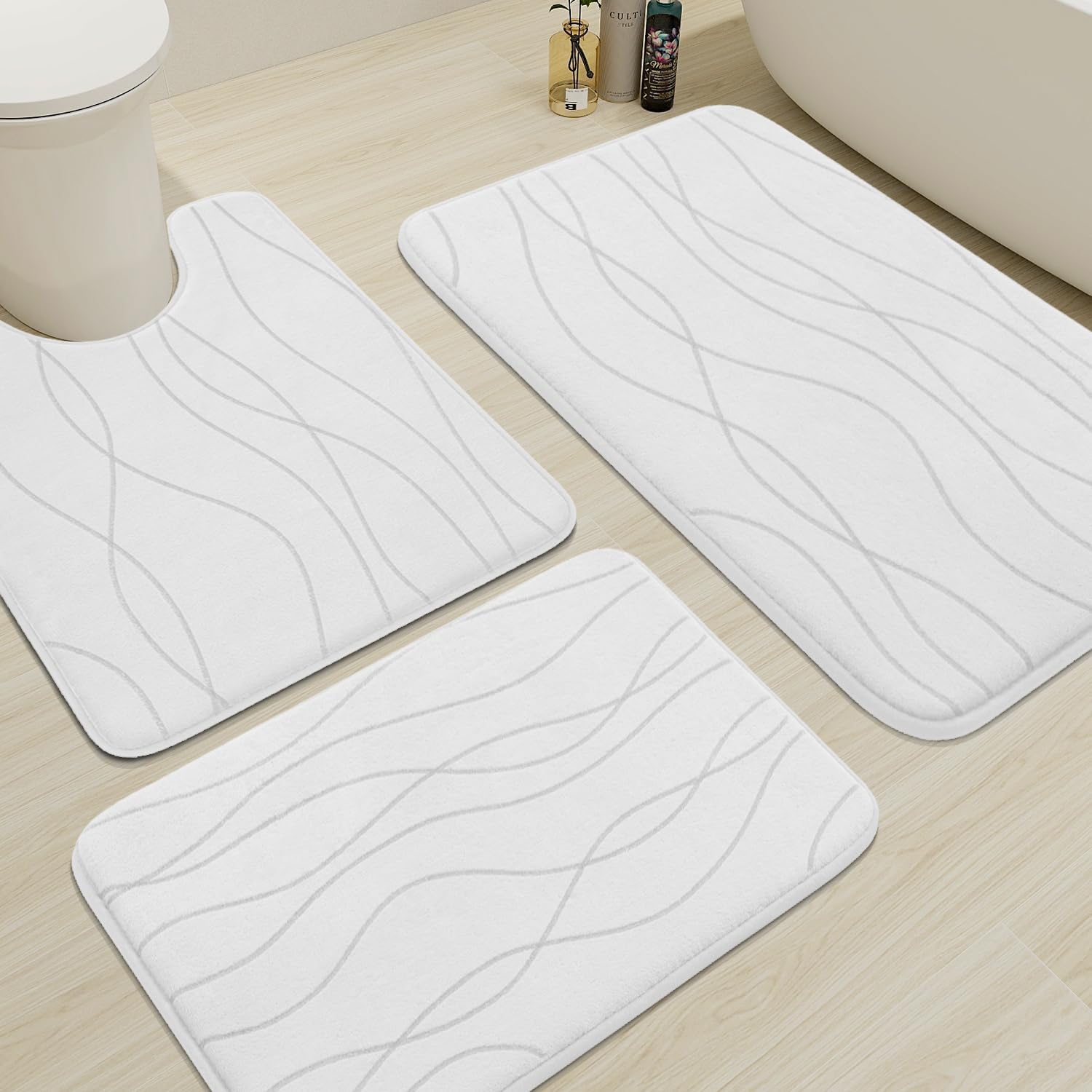 Amazon.com: YIHOUSE Memory Foam Bathroom Rug Sets 3 Piece, Ultra Absorbent Bath Mat for Bathroom ...