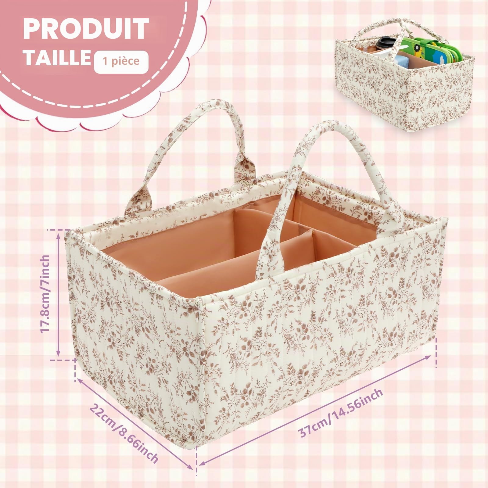 Organisateur de table à langer portable avec cloisons ajustables, organisateur de couches pour nouveau-né