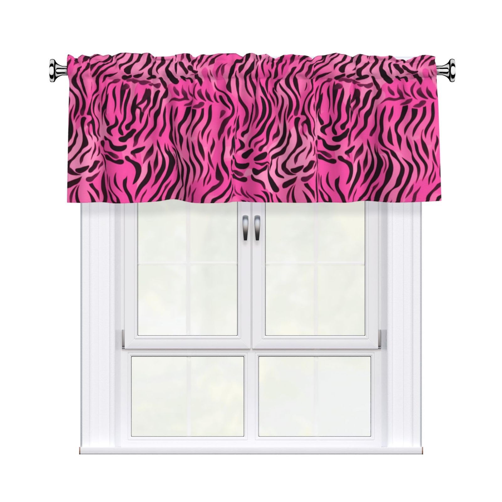 YYHHAOFA zebra tiger leopard pink Prints Durable Kitchen Window Layer – 54x18 Inch 100% Polyester Valance with Precision Construction
