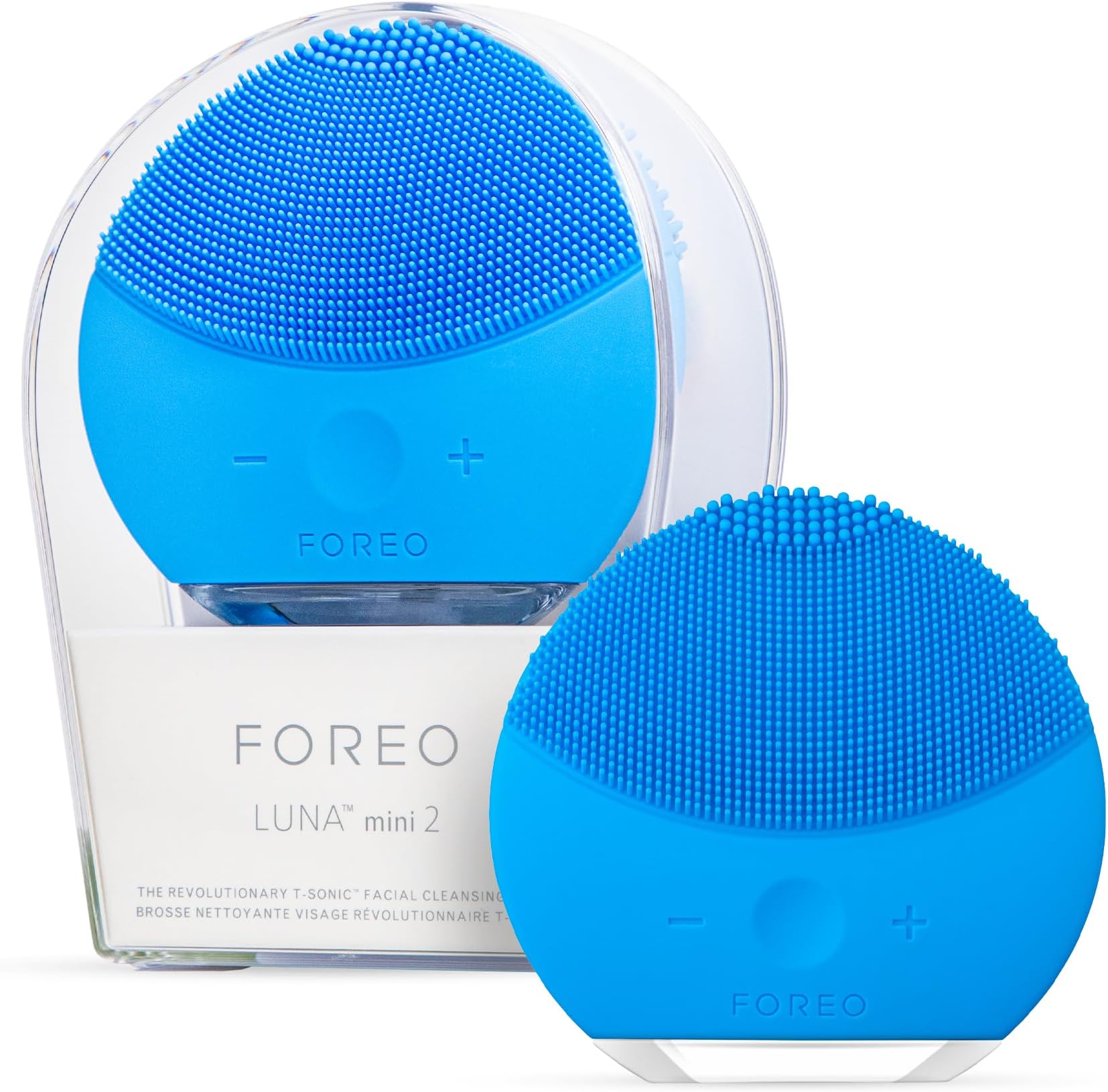 LUNA mini 2 Facial Cleansing Brush and Anti-aging Skin Care device made with Soft Silicone for Every Skin Type Aquamarine,