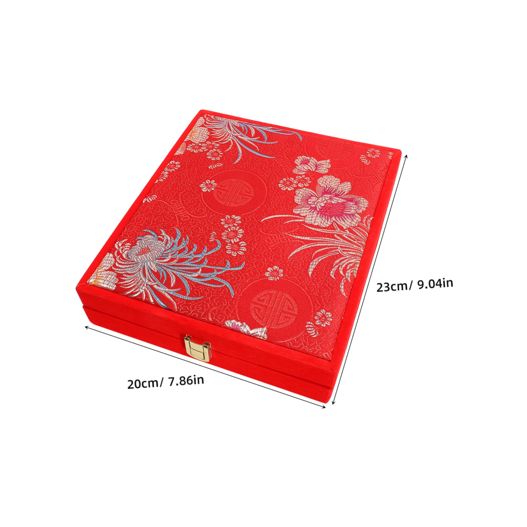 FRCOLOR Caja para Joyas de Madera y Seda Satén, Estuche Decorativo Rojo para Pulseras y Collares, Protección contra Polvo y Huellas, Adecuado para Boda