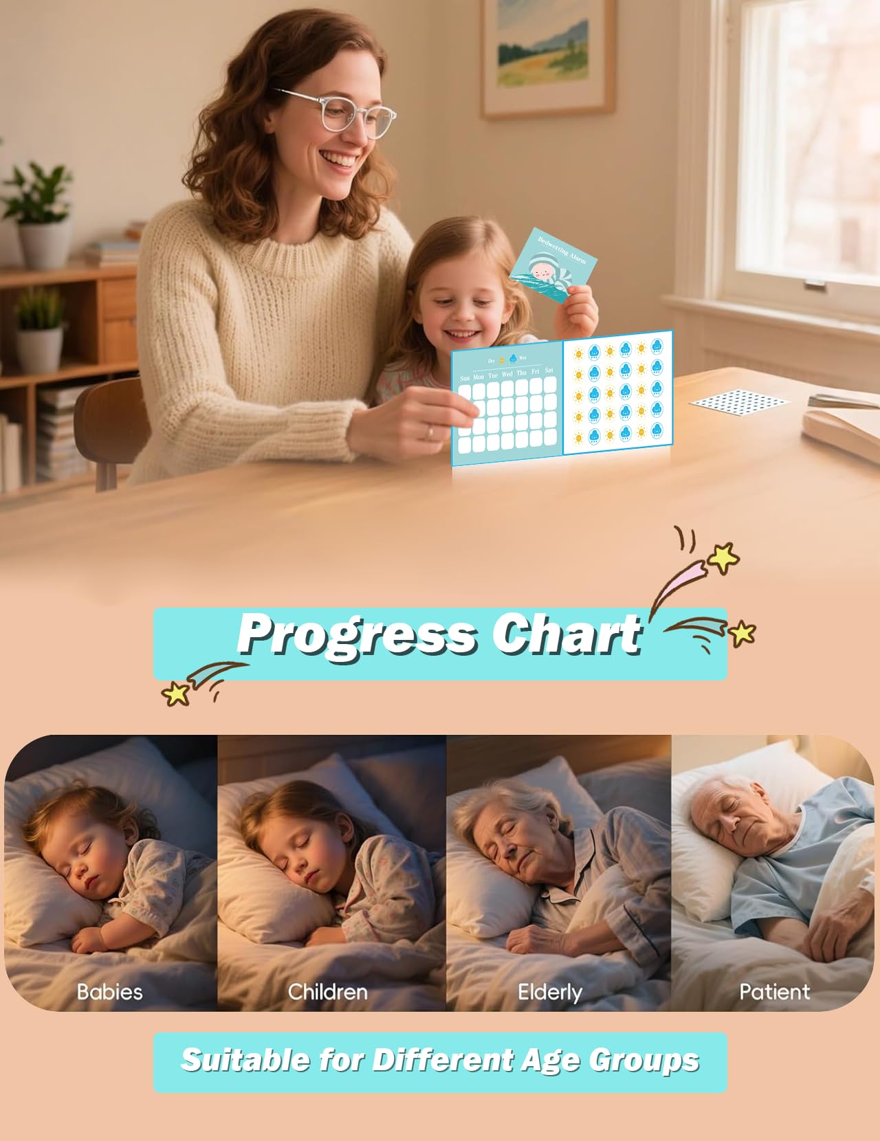 Allarme senza fili per bambini e ragazze, ricaricabile, USB-C con 3 modalità di allenamento notturno e superamento