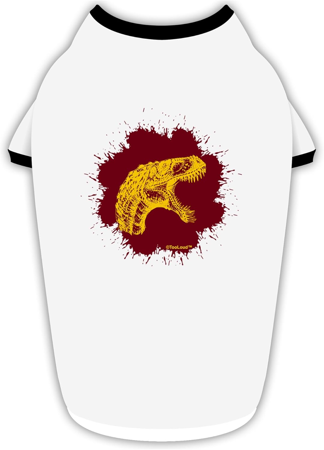 TOOLOUD Jurassic Dinosaur Face Blood Splatter Cotton Dog Shirt White with Black XL
