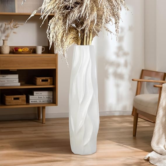 Amazon.com: Large Floor Ceramic Tall Vase 28 Inches,White Modern Flower ...