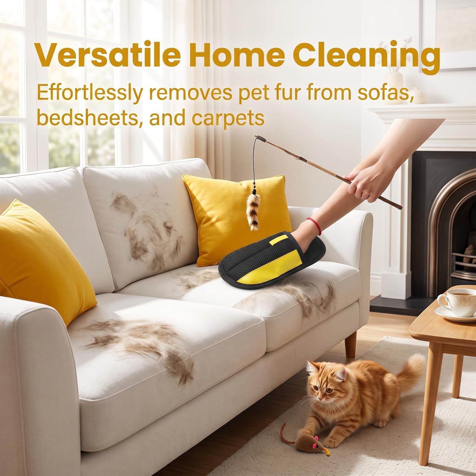 2 Stück Tierhaarentferner Handschuhe Doppelseitig, Haarentfernungshandschuh, Waschen und Enthaaren, Wiederverwendbare Pet Grooming Gloves für Katze Hund Sofa Teppich Kleidung Auto, Schwarz