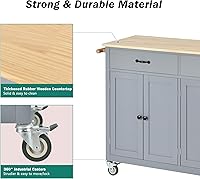 Vista 172 de LUMISOL Carrito de isla de cocina con ruedas de bloqueo con 2 cajones y 4 gabinetes, isla de cocina rodante con estantes ajustables, mesa de madera