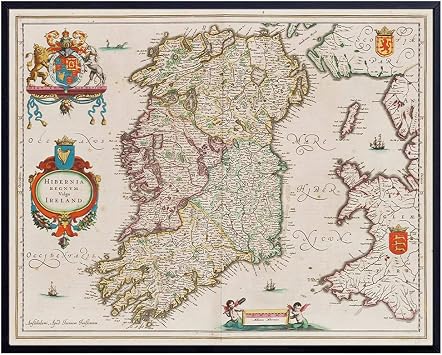 Map of Ireland - Irish Wall Art - Vintage Antique Style - Irish Home Decor - Gifts - Retro Celtic Wall Decor Poster Print