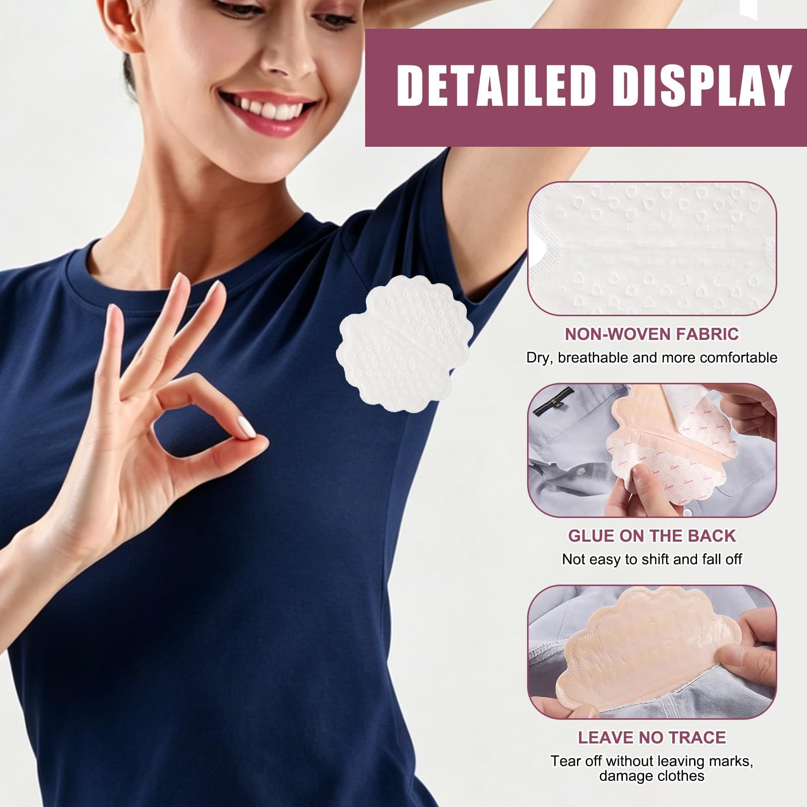 Almohadillas sudor axilas Damen & Herren, Almohadillas para las axilas, transpirables, Respetuosos con la piel, Ajuste perfecto, absorben las manchas de sudor, Paquete combinado de 60 piezas