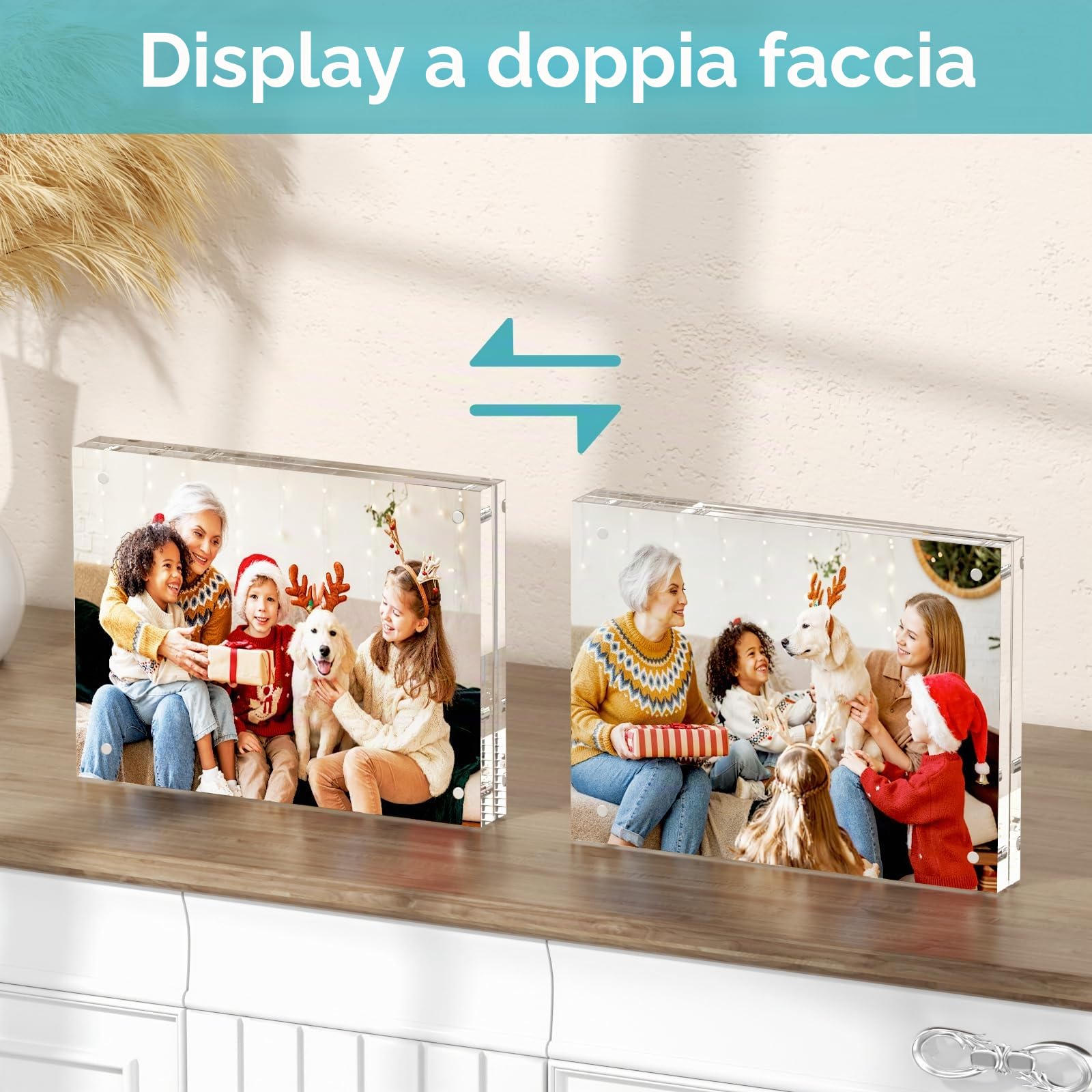 HIIMIEI Cornice portafoto in acrilico, 15 x 20 cm, Cornice portafoto magnetica trasparente da appoggio