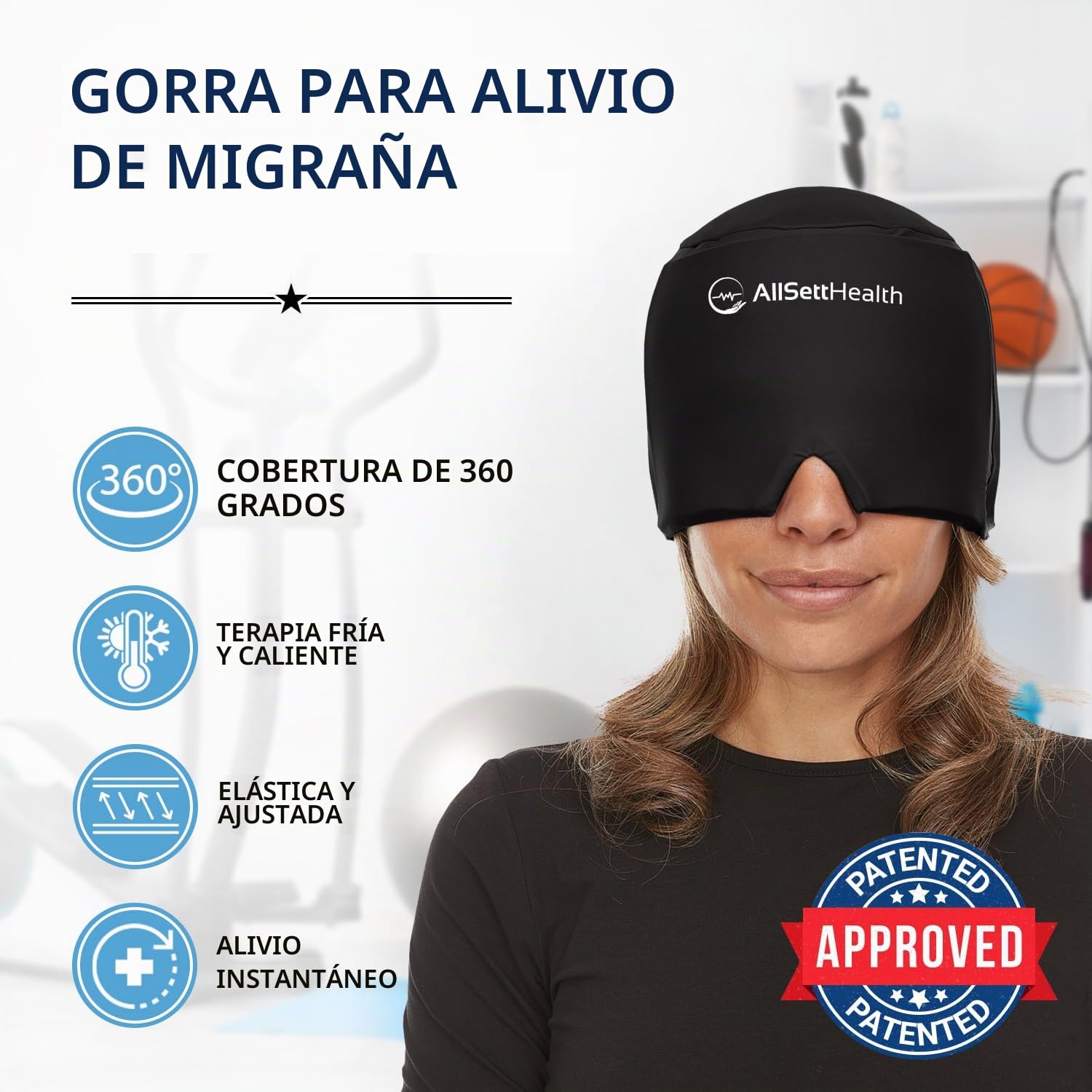 Envoltura para la cabeza de hielo para aliviar la migraña | Sombrero para dolor de cabeza y migraña | Terapia caliente y fría para ojos hinchados, tensión, sinusitis y alivio del estrés